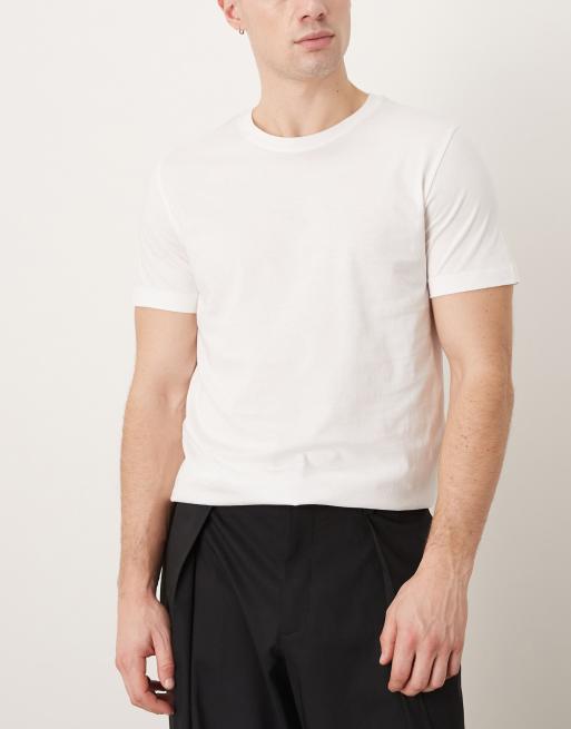 Selected - Set van 5 regular-fit T-shirts van 100% katoen in wit, 2 van 5