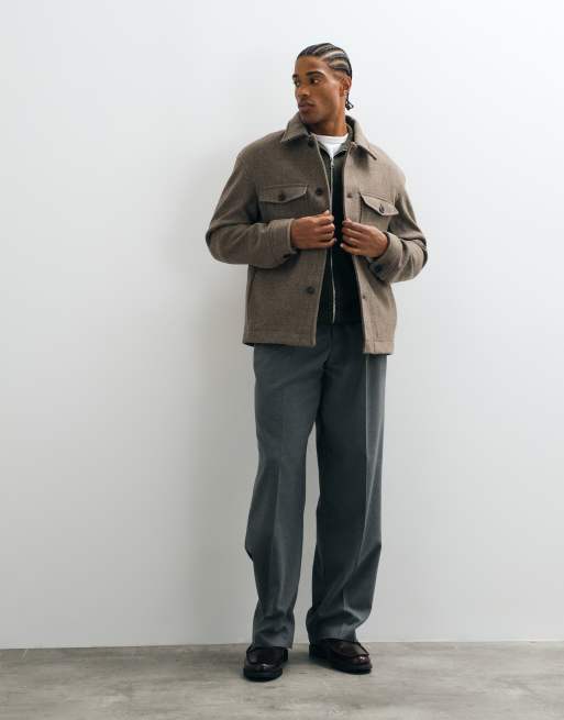 Selected - Shacket van wolmix in lichtbruin, 2 van 5
