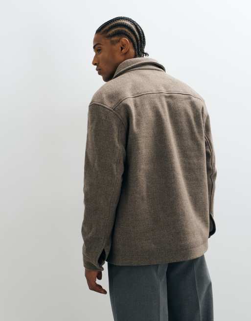 Selected - Shacket van wolmix in lichtbruin, 4 van 5