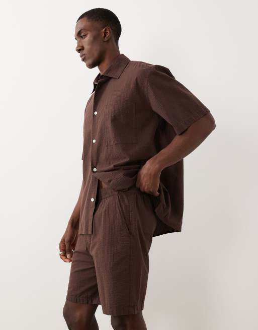 Selected - Short d'ensemble en crépon - Marron, 2 de 5