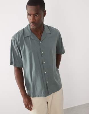 Selected Short Sleeve Shirt In Gray