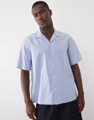 Selected Short Sleeve Shirt In Blue