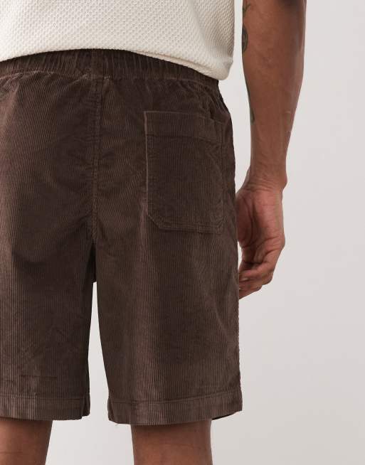 Selected - Short van corduroy met trekkoord in bruin, 5 van 5