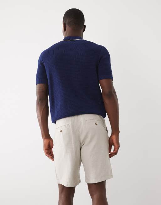 Selected - Short van linnenmix met trekkoord in crème, 2 van 5