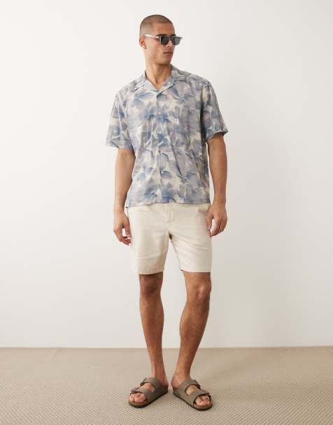 Selected – Shorts aus Leinenmix in Cremeweiß - view 1