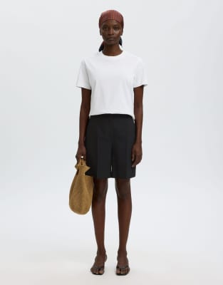 Selected - Shorts in Schwarz mit hohem Bund