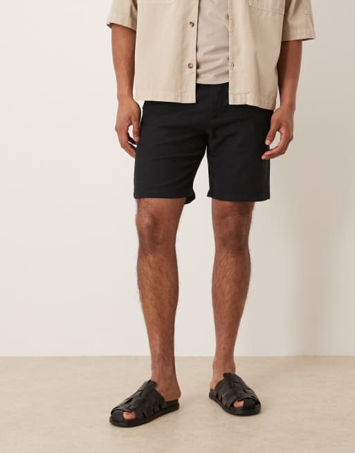 Selected - Shorts van linnenmix in zwart , 2 van 5