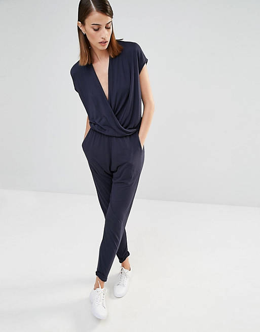 Selected Silla Wrap Front Jersey Jumpsuit