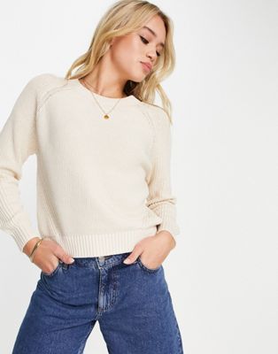 Selected Sira chunky knit crew neck jumper in cream