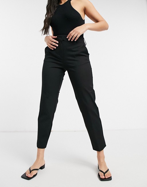 Selected slim cropped trousers in black