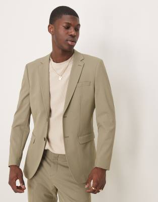 Selected Selected slim fit blazer in sage green