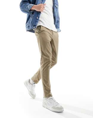 Selected Selected slim fit chino in beige-Neutral