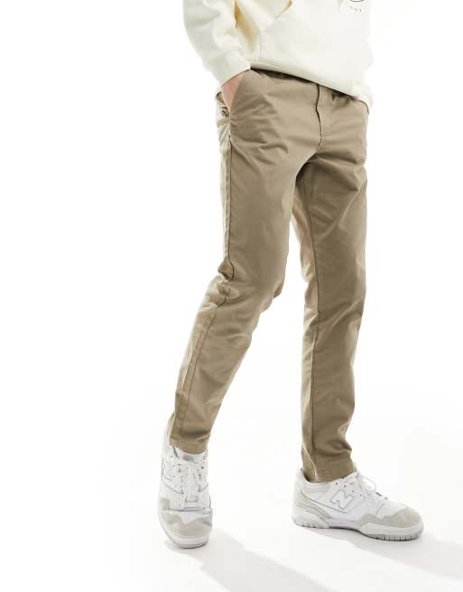 Selected slim fit chino pants in beige 