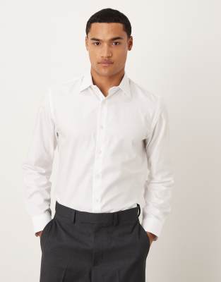Slim-Fit-Hemd aus Popeline in Weiß Weiß XXL
