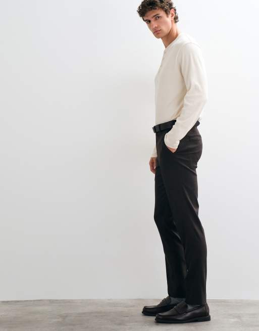 Selected Slim-Fit-Hose aus Wollmix in Braun, 3 von 5