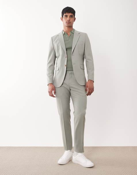Selected - Slim-fit pak van wolmix in groen - view 1
