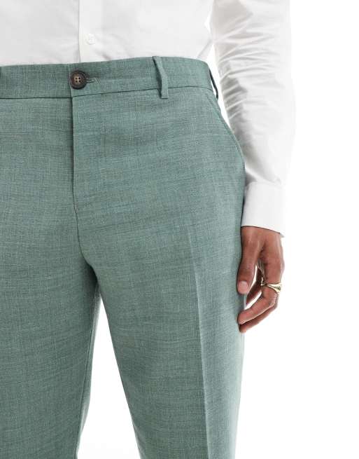Selected - Slim-fit pantalon van linnenmix in groen , 2 van 5