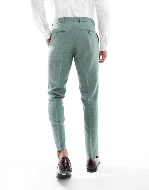 Selected - Slim-fit pantalon van linnenmix in groen , 3 van 5