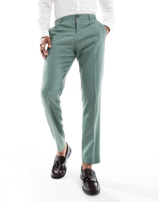 Selected - Slim-fit pantalon van linnenmix in groen , 5 van 5