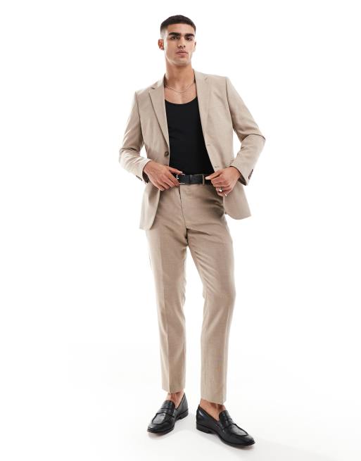 Selected - Slim-fit pantalon van wolmix in beige , 5 van 5