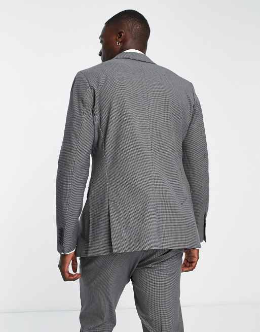 Selected slim fit suit jacket in grey houndstooth  , 2 of 4