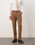 [Selected] Selected slim fit suit pants in dark tan-Brown 44 Ermine
