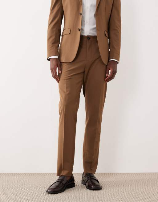 Selected slim fit suit trouser in dark tan , 2 of 5
