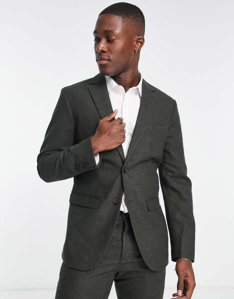 Selected slim fit wool mix suit jacket in grey  - view 1