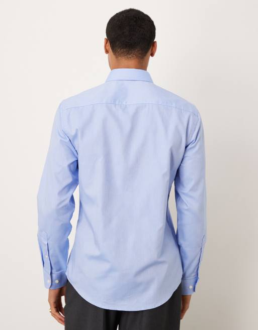 Selected slim poplin shirt in blue , 3 of 5