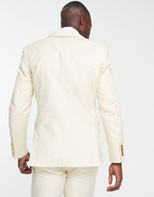 Selected slim suit jacket in white linen mix, 2 of 4