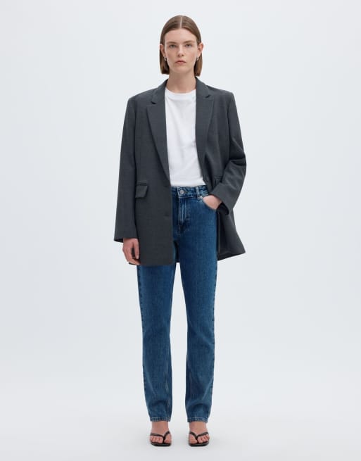 Selected slim tapered-fit jeans in medium blue denim , 3 of 6