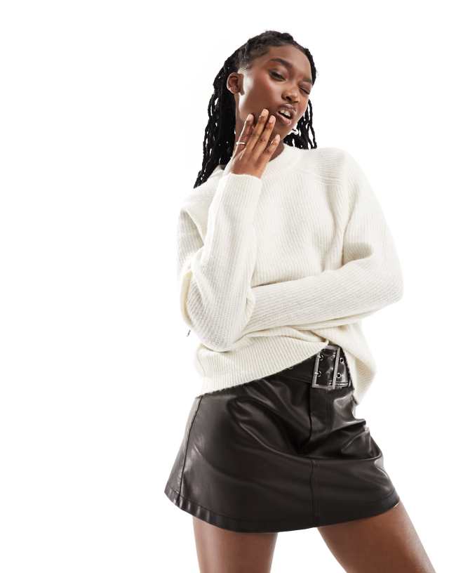 Selected - soft knit long sleeve jumper in white