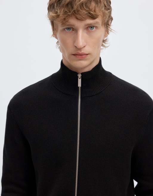 Selected - Sort strikket cardigan med lynlås i 100% bomuld , 4 af 6