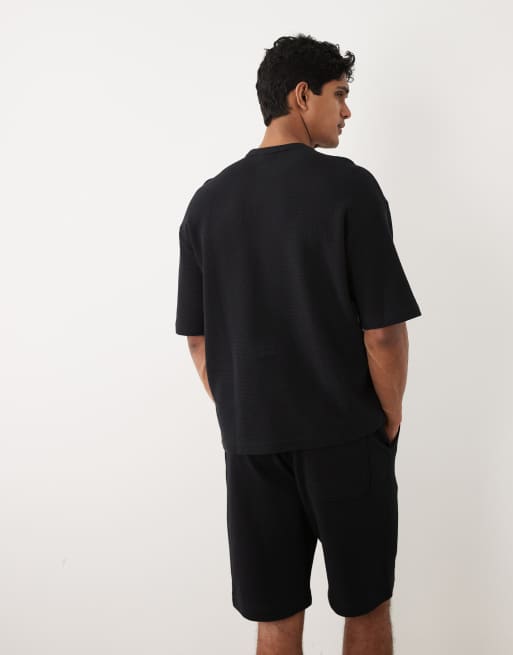 Selected - Sort T-shirt med vaffeltekstur - Del af sæt, 4 af 5