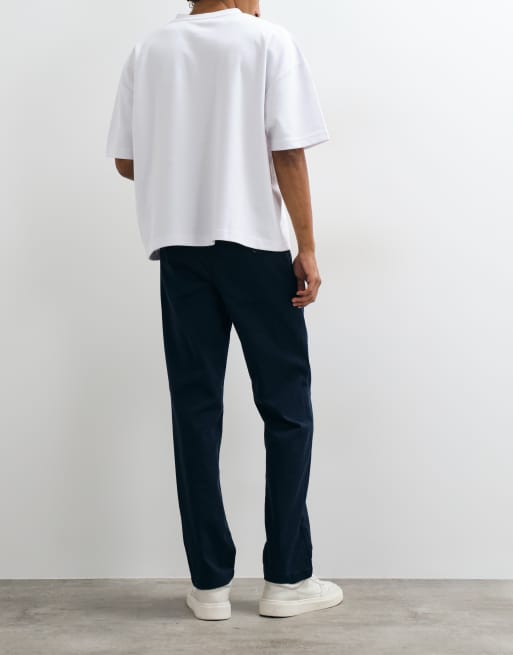 Selected straight-fit broek in marineblauw, 3 van 5