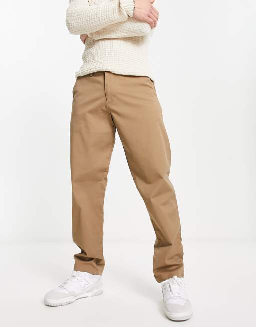 Selected straight fit chinos in brown  