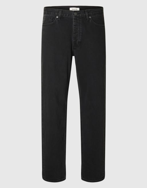 Selected – Straight-Fit-Jeans aus schwarzem Denim, 6 von 6