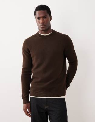 Selected Herren Braun – Strickpullover Aus 100% Baumwolle In Dunkelbraun Mit Rundhalsausschnitt - Bild 5
