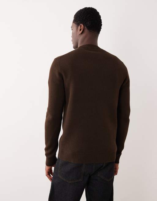 Selected – Strickpullover aus 100% Baumwolle in Dunkelbraun mit Rundhalsausschnitt, 3 von 5