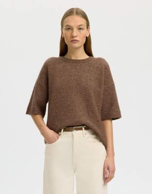 Selected - Strickpullover in Chocolate Chip-Brown