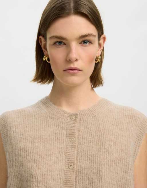 Selected strikket vest i birk, 4 af 6