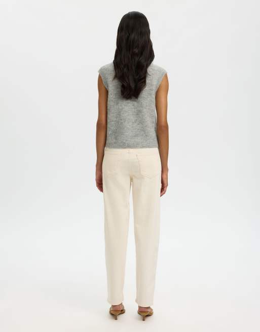 Selected strikket vest i lysegråmeleret, 2 af 6