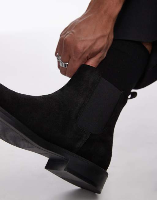 Selected Suede chelsea boots in black , 4 of 4