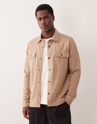 Sweat-Hemdjacke in Beige-Brown Brown L