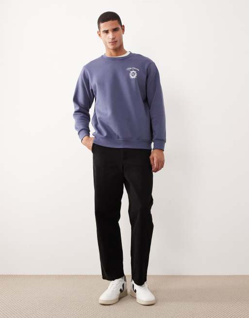 Selected - Sweat oversize à imprimé Hike Society au dos - Bleu, 2 de 5