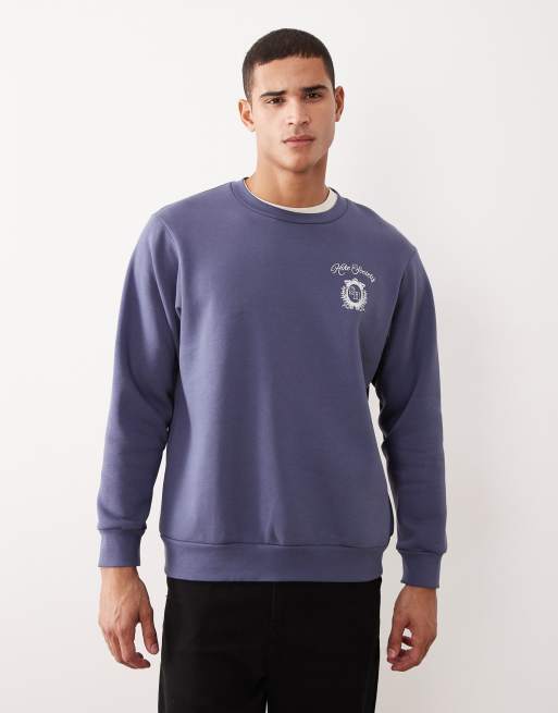 Selected - Sweat oversize à imprimé Hike Society au dos - Bleu, 3 de 5