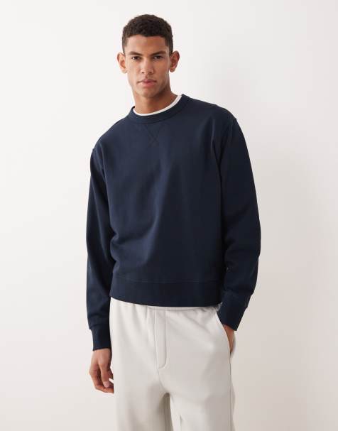 Selected - Sweatshirt met vintage look in marineblauw - view 1