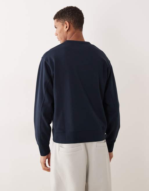 Selected - Sweatshirt met vintage look in marineblauw, 3 van 5