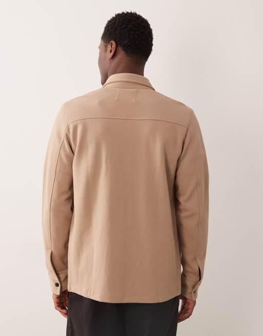 Selected sweatshirt shacket in beige, 3 of 5