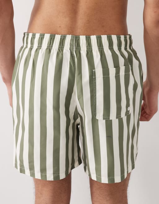 Selected swimshorts with stripes in green, 5 of 5